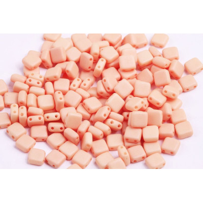 Czech Tile Beads 6x6mm Light Peach Silk Matt 02010/29563 | Rutkovsky