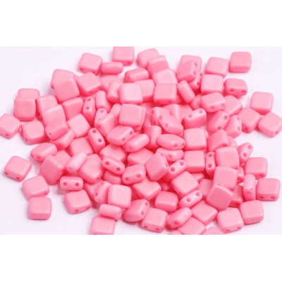 Pink Sorbet Matt Czech Tile Beads 6x6 mm 02010/29560 | Glass Beads