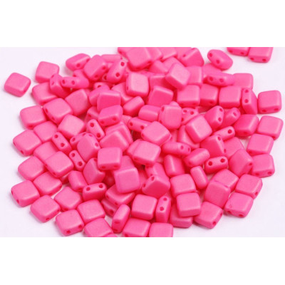 Czech Glass Tile Beads Watermelon Silk Matt 02010/29574 6x6mm