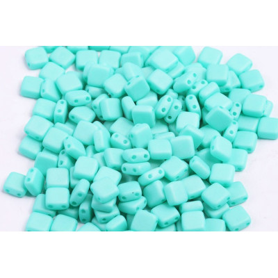 Turquoise Matte Czech Glass Tile Beads 6x6mm 02010/29569 | Rutkovsky