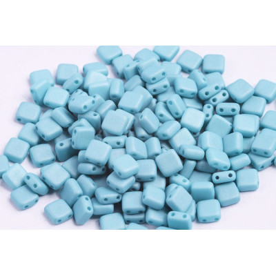 Blue Turquoise Silk Matt Tile Beads 6x6mm 02010/29567 | Glass Beads