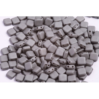 Grey Silk Matt Czech Glass Tile Beads 02010/29566 6x6mm
