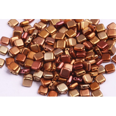 Tile Beads 6x6mm Metallic Mix 02010/01610 | Rutkovsky Czech Glass