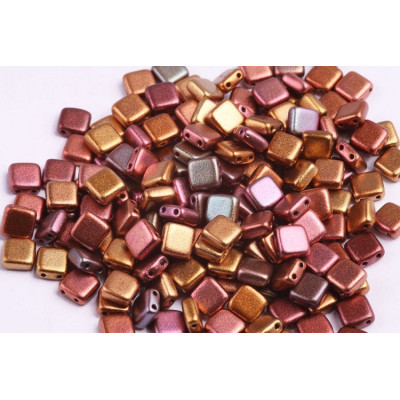 Tile Beads White Orange Rainbow 02010/01620 | 6x6mm Rutkovsky Glass