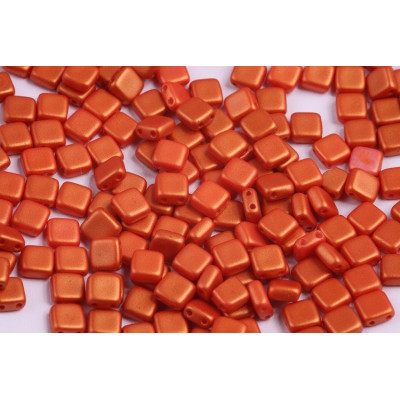 Czech Tile Beads 6x6mm Gold Shine Orange 02010/24102 | Rutkovsky