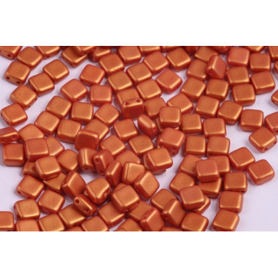 Tile Beads Gold Shine Brick Red 6x6mm 02010/24106 | Czech Glass
