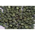 Tile Beads 6x6mm Gold Shine Dark Olive Green 02010/24103 | Czech Glass