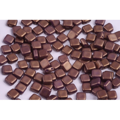 Tile Beads Gold Shine Saddle Brown 02010/24107 | Czech Glass