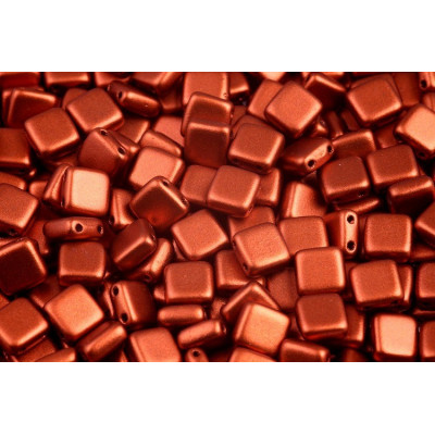 Czech Tile Beads 6x6mm Bronze Fire Red 01750 | Rutkovsky Glass