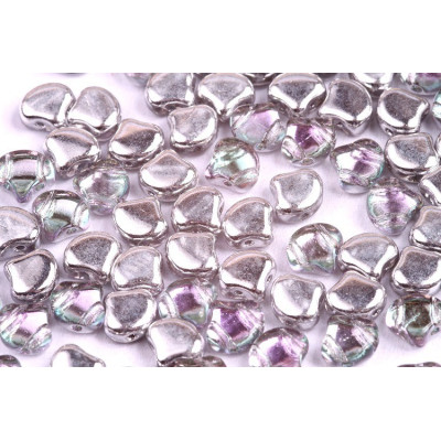 Matubo Ginko 2-Hole Beads - Backlit Pink Mist 7.5mm Czech Glass