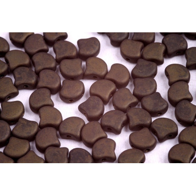 Matubo Ginko 2-Hole Czech Glass Beads - Jet Red Luster 7.5mm