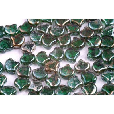 Matubo Ginko Beads 7.5mm Emerald Red Luster | 2-Hole Czech Glass