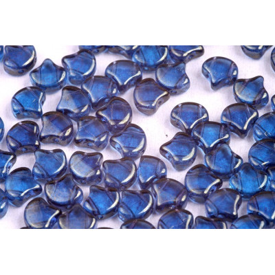 Matubo Ginko 7.5mm Aquamarine Red Luster Czech Glass Beads