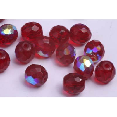 Czech Fire Polished Beads 10mm Red AB | Rutkovsky Glass