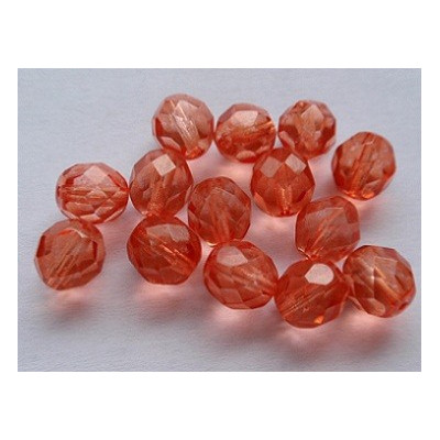 Fire Polished Beads 8mm Coral Red 1426 | Rutkovsky Czech Glass