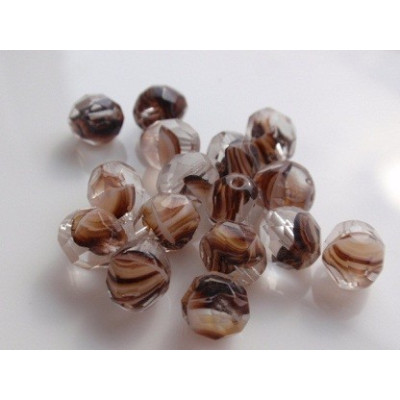 Fire Polished Beads 8mm Crystal Brown Swirl 1644 | Rutkovsky