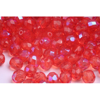 Fire Polished Beads 8mm Red AB 5282 | Czech Glass Beads