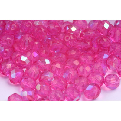 Fire Polished Beads 8mm Fuchsia Pink 5285 | Rutkovsky Czech Glass
