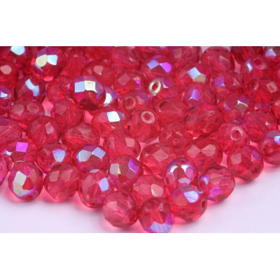 Fire Polished Beads 8mm Fuchsia AB 5286 | Czech Glass Beads