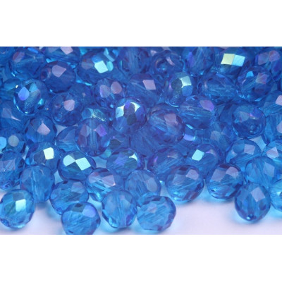 Fire Polished Beads 8mm Blue AB 5293 | Czech Glass Beads