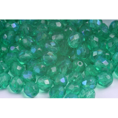 Fire Polished Beads 8mm Emerald Green AB 5299 | Rutkovsky