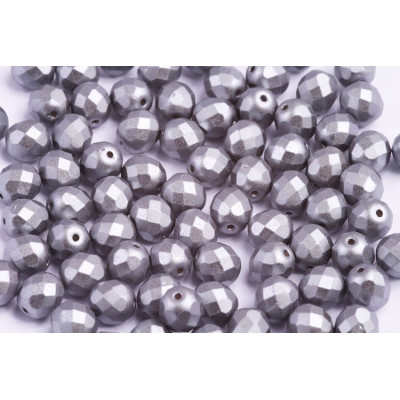 Fire Polished Beads 8mm Pastel Light Grey Silver 02010/25028