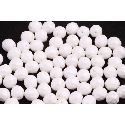 Fire Polished Beads 8mm White Silk Matt 02010/29571 | Czech Glass