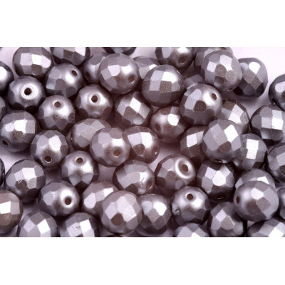 Fire Polished Beads 8mm Pastel Light Grey/Silver 02010/25028