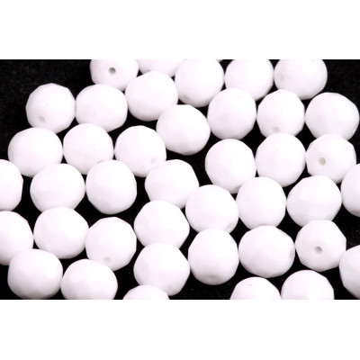 Fire Polished Beads 8mm White Chalk 03000 | Rutkovsky Czech Glass