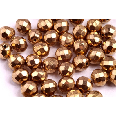 Fire Polished Beads 8mm Jet Gold Bronze 23980/90215 | Rutkovsky