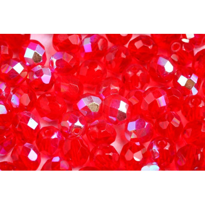 Fire Polished Beads 8mm Ruby AB 90080/28701 | Rutkovsky Czech Glass
