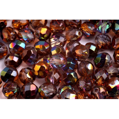 Fire Polished Beads 8mm Magic Orange Grey 00030 | Rutkovsky