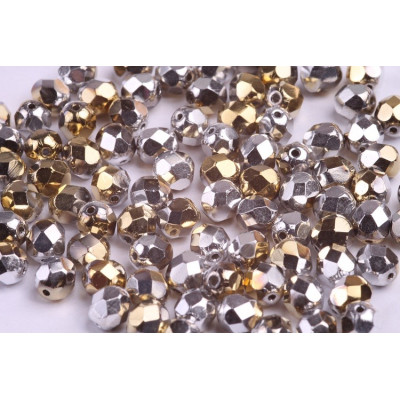 Firepolished Round Beads 7mm N. 5428 CRYSTAL CALIFORNIA SILVER