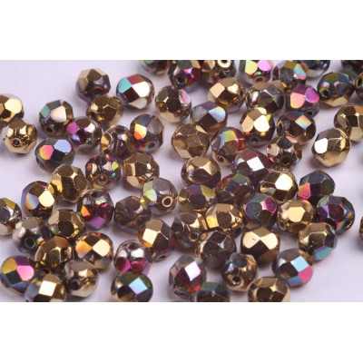 Firepolished Round Beads 7mm N. 5430 CRYSTAL, TRANSPARENT, CALIFORNIA GREEN