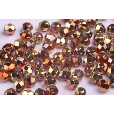 Firepolished Round Beads 7mm N. 5437 CRYSTAL CALIFORNIA GOLD RUSH