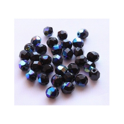 Fire Polished Beads 6mm Black Iridescent 1835 | Czech Glass Beads