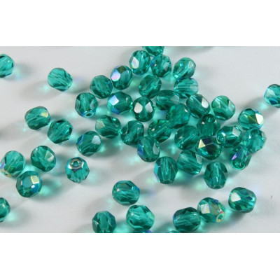 Fire Polished Beads 6mm Teal Green AB | Czech Glass Beads