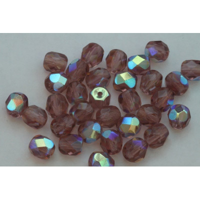 Fire Polished Beads 6mm Mauve AB 2258 | Czech Glass Beads