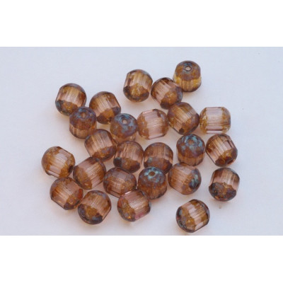 6mm Fire Polished Beads Brown Picasso 2275 | Rutkovsky Czech Glass