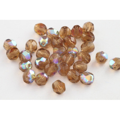 Fire Polished Beads 6mm Brown AB | Czech Glass Beads