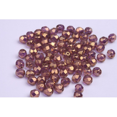 Czech Fire Polished Beads 6mm Violet Copper 4469 | Glass Beads