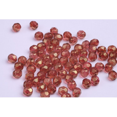Fire Polished Beads 6mm Wine & Gold Luster | Rutkovsky