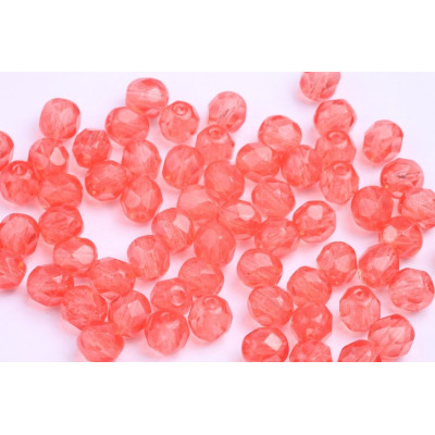 Fire Polished Beads 6mm Coral Red 4551 | Czech Glass Beads