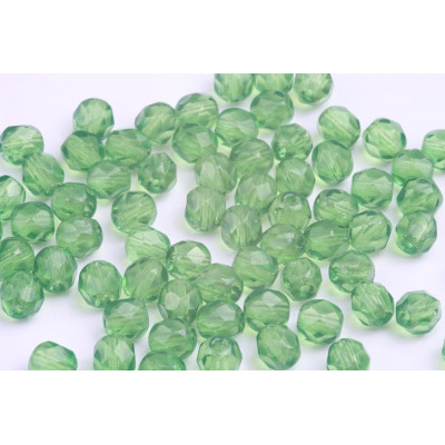 Fire Polished Beads 6mm Transparent Green 4570 | Czech Glass