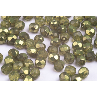Fire Polished Beads 6mm Peridot Green Metallic 24pcs | Rutkovsky