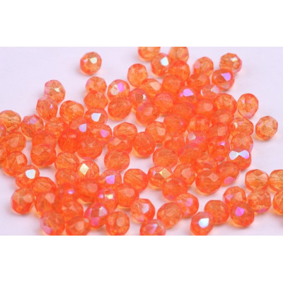 Fire Polished Beads 6mm Orange AB 5058 | Rutkovsky Czech Glass