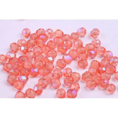 Fire Polished Beads 6mm Peach AB 5102 | Czech Glass Beads