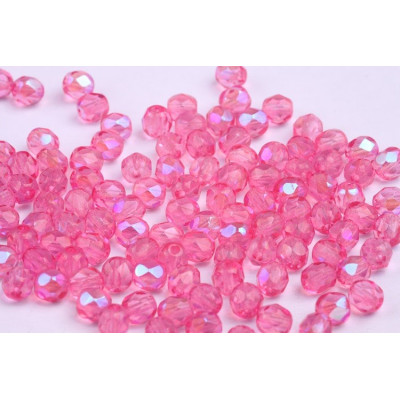 Pink AB Fire Polished Beads 6mm | Czech Glass Rutkovsky