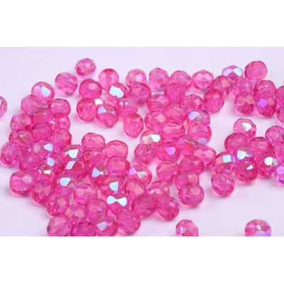 Fire Polished Beads 6mm Rose Pink AB 5106 | Czech Glass