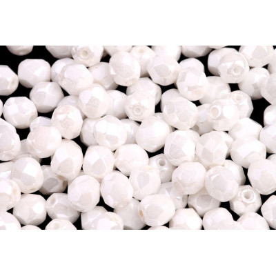 Fire Polished Beads 6mm Opaque White Luster 03000/14400 | Rutkovsky